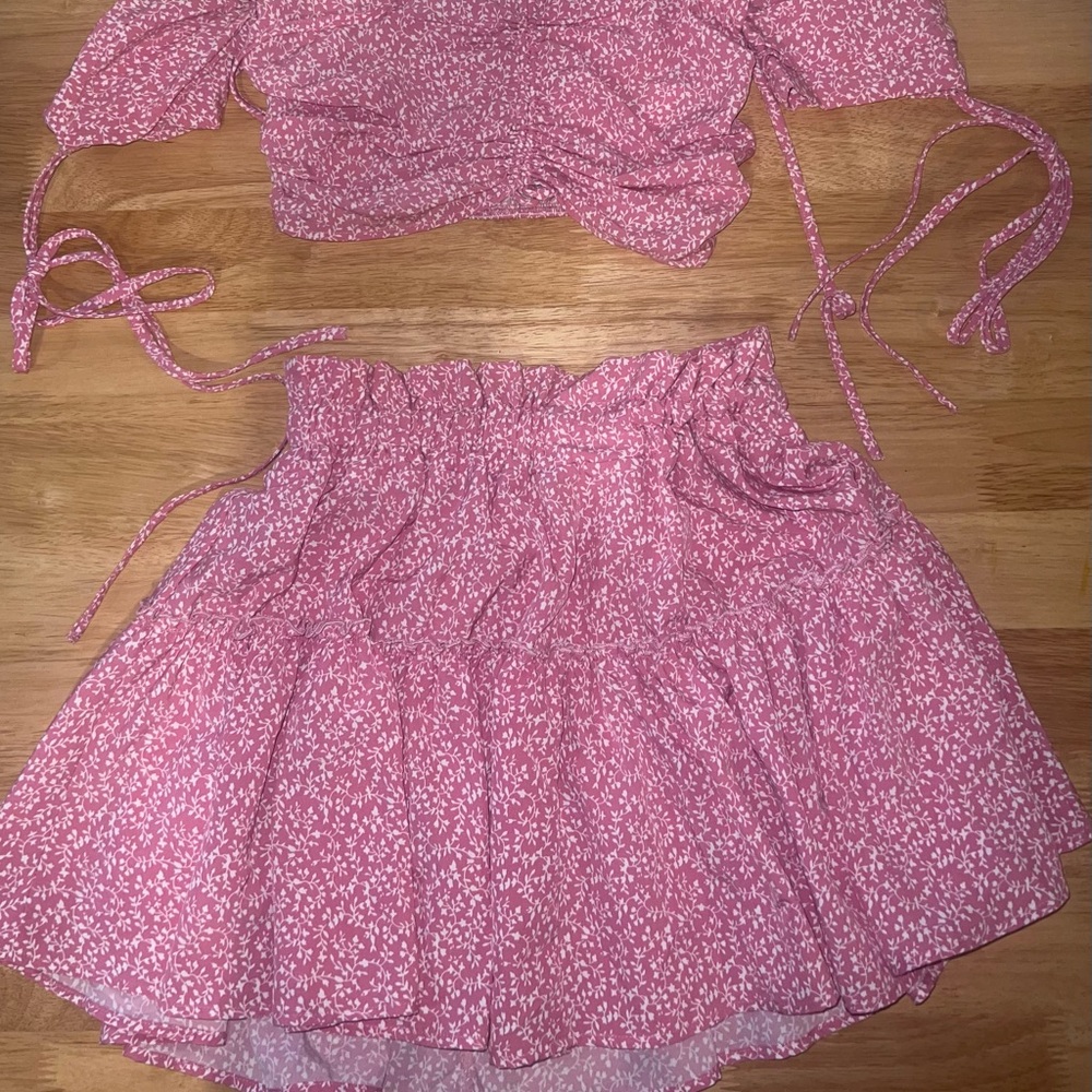 Pink Floral Two-Piece Set
